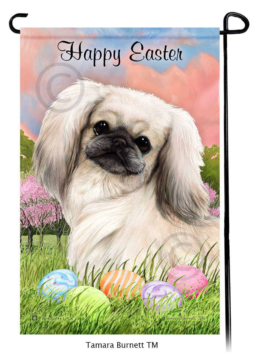 Pekingese Happy Easter - Garden Flag
