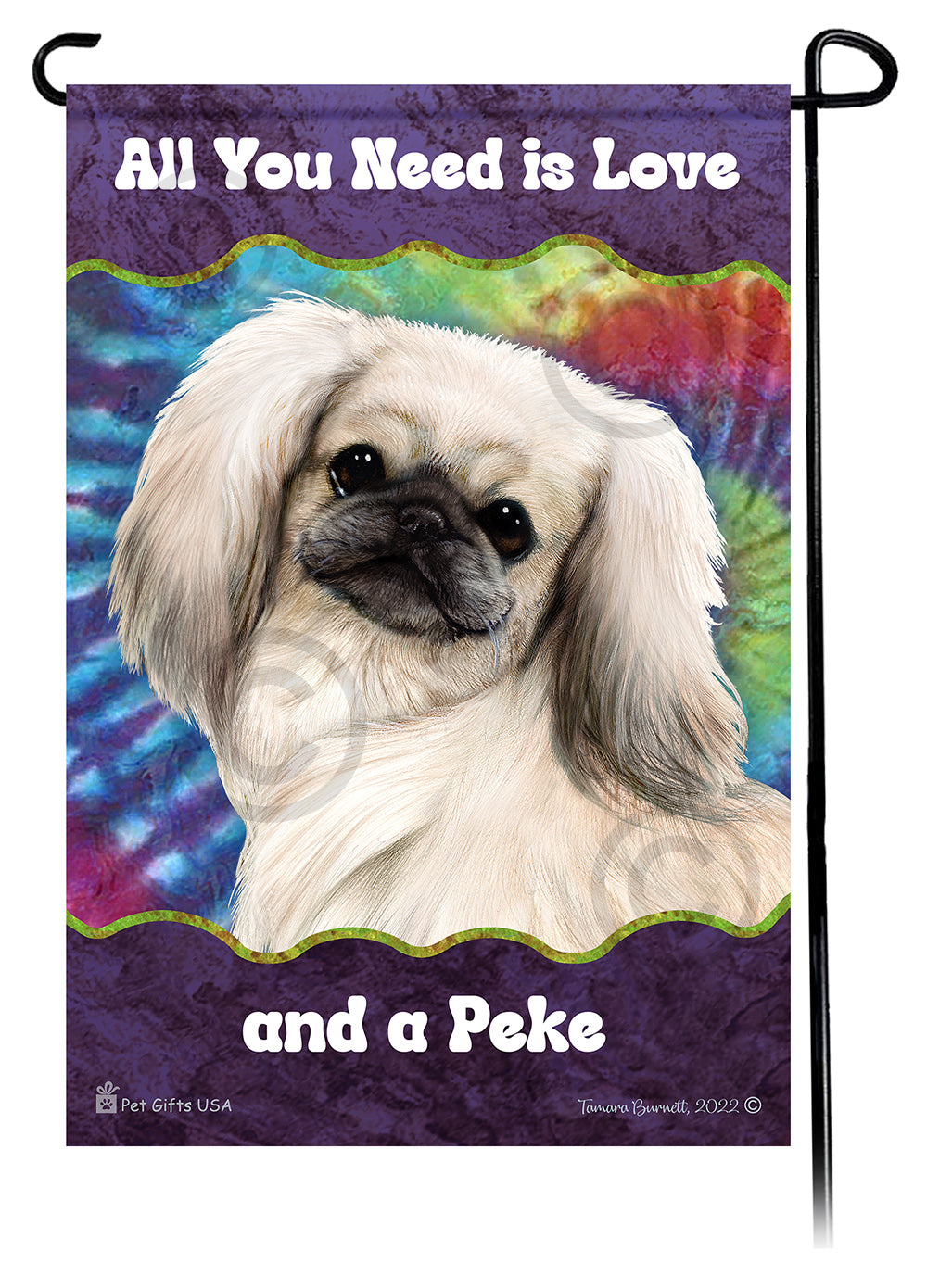 Pekingese All You Need Is Love Garden Flag