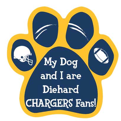My Dog And I Are Diehard Chargers Fans paw magnet