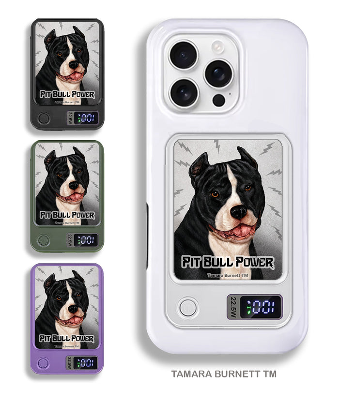 Pit Bull Black and White Cropped Phone Bank Wireless Charger