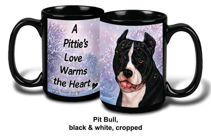 Pit Bull Crop, Blk/Wht Winter Mug 15 oz