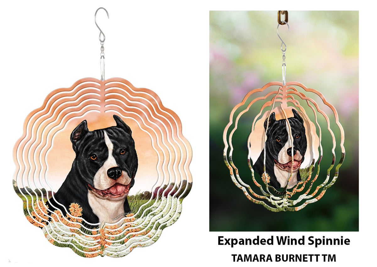 Pit Bull Black and White Cropped Wind Spinner
