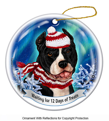 Pit Bull Cropped Black and White Ornament