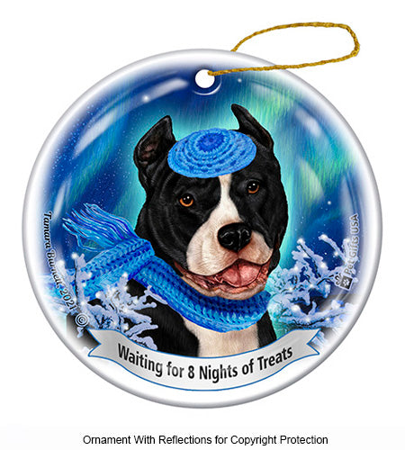 Pit Bull Cropped Black and White Ornament