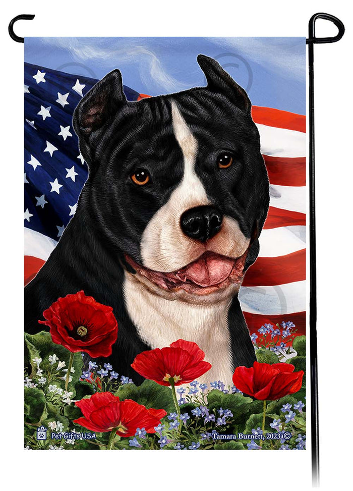 Pit Bull Patriotic Flowers Garden Flags