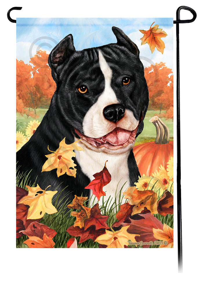 Dogo Argentino Falling Leaves Garden Flags