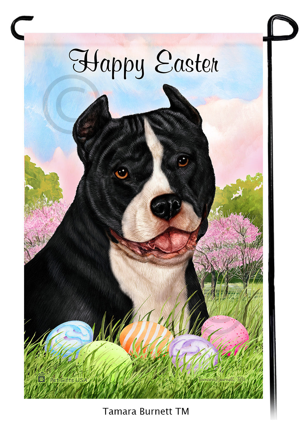 Pit Bull Happy Easter - Garden Flag