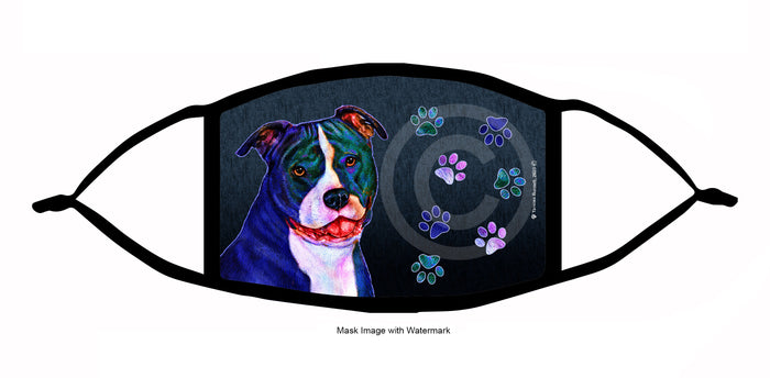 Pit Bull (Black and White Natural Ears) Face Mask