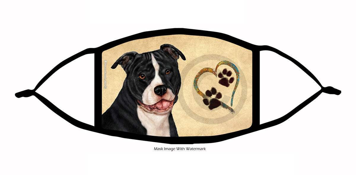 Pit Bull (Uncropped, Black and White) Face Mask