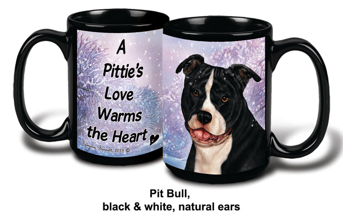 Pit Bull Uncrop Blk/Wht Winter Mug 15 oz