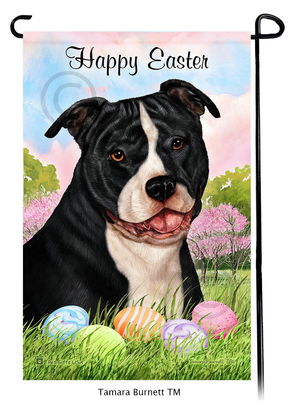 Pit Bull Happy Easter - Garden Flag