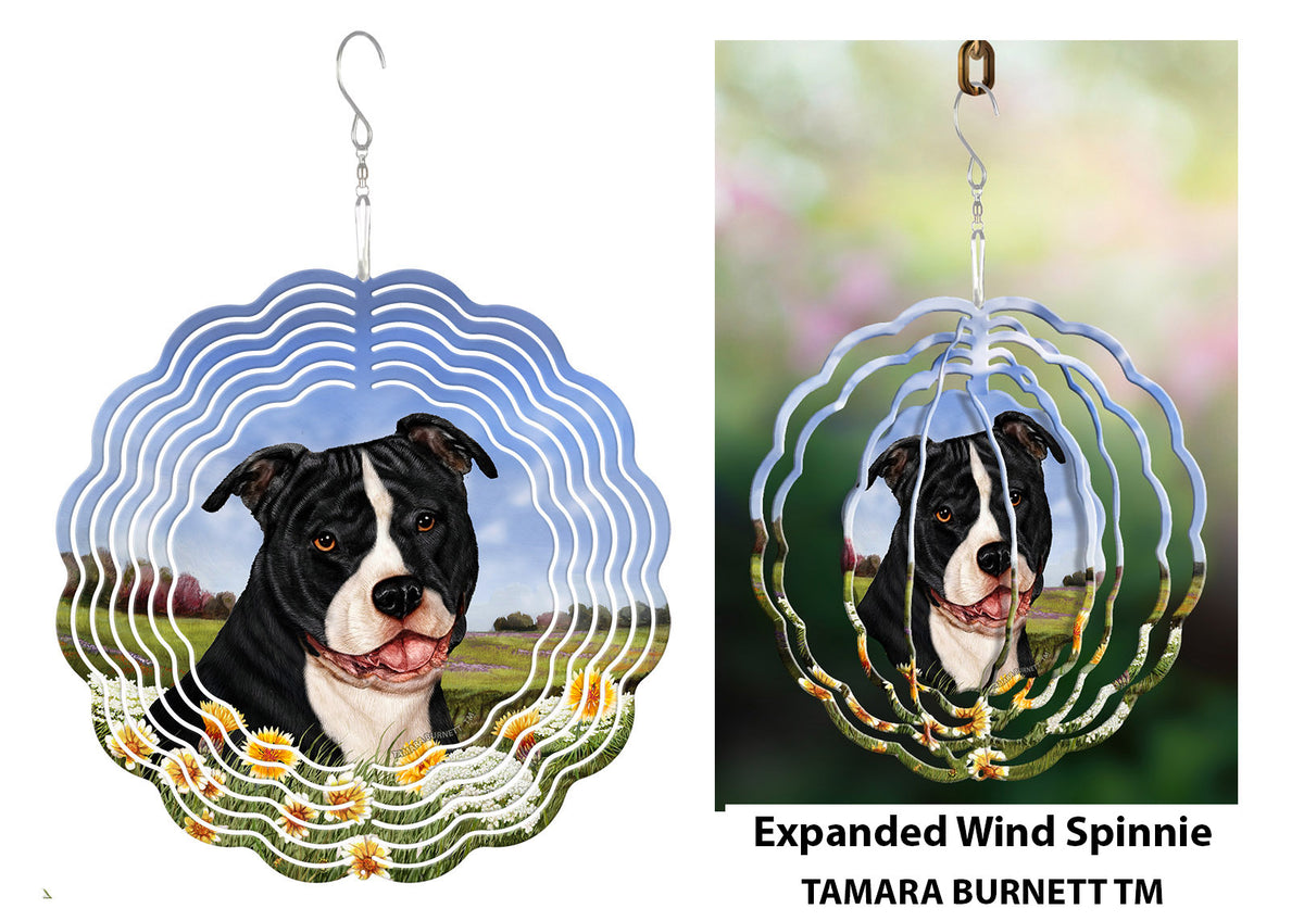 Pit Bull Black and White Uncropped Wind Spinner