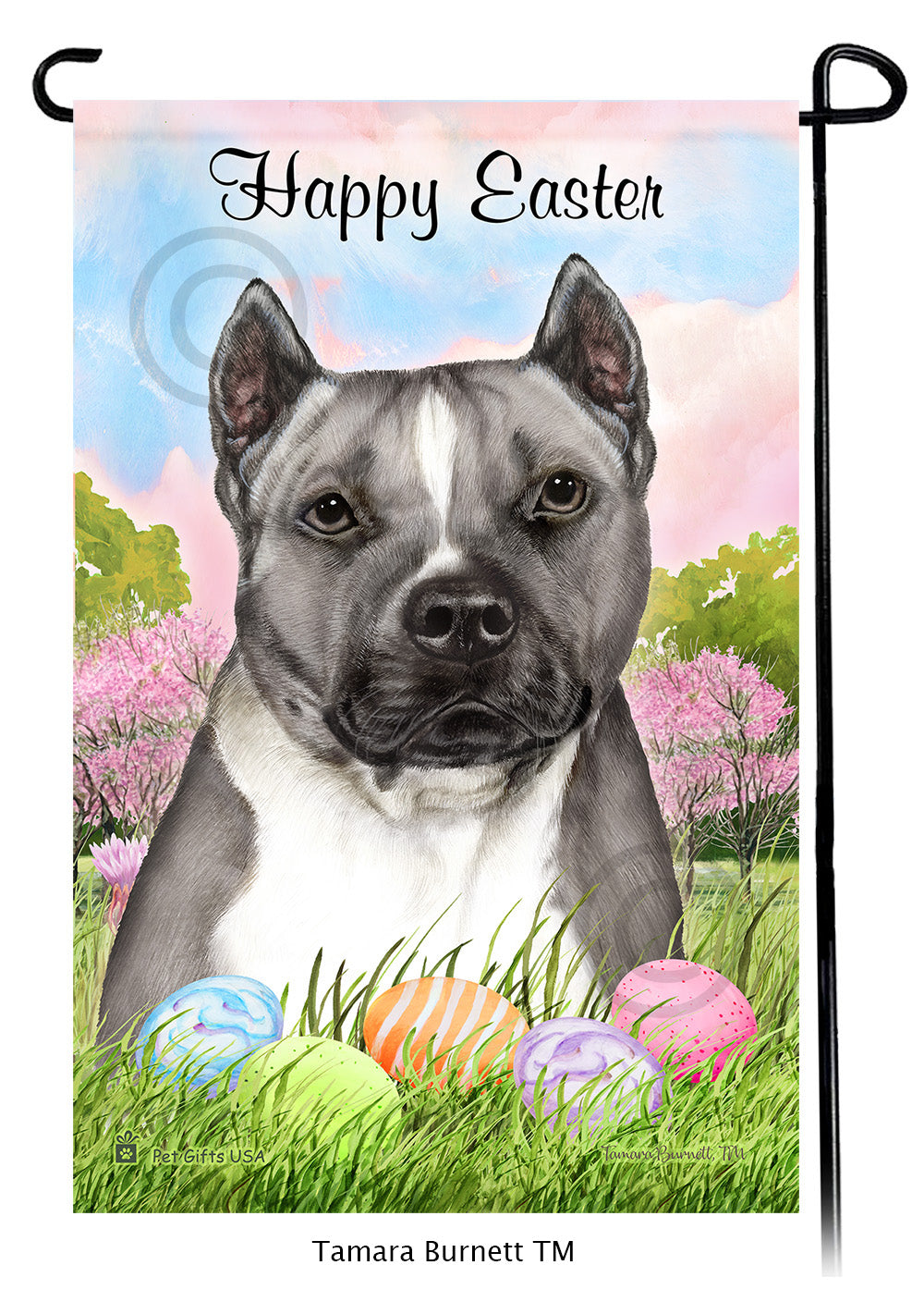Pit Bull Happy Easter - Garden Flag
