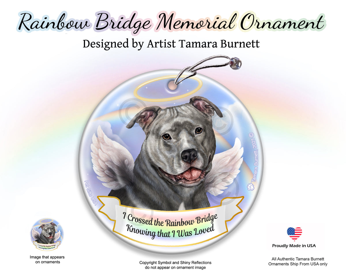 Pit Bull Uncropped Blue Ornament
