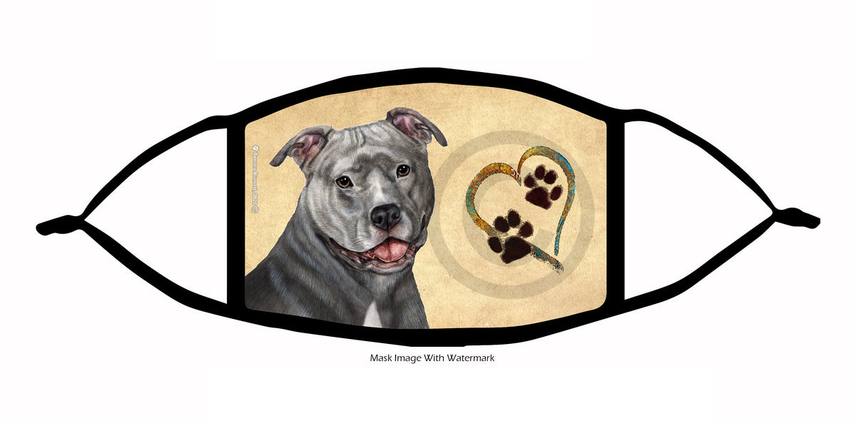 Pit Bull (Uncropped, Blue and White) Face Mask