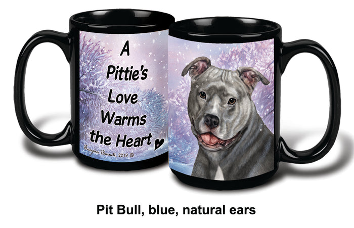 Pit Bull Uncrop Blue Winter Mug 15 oz