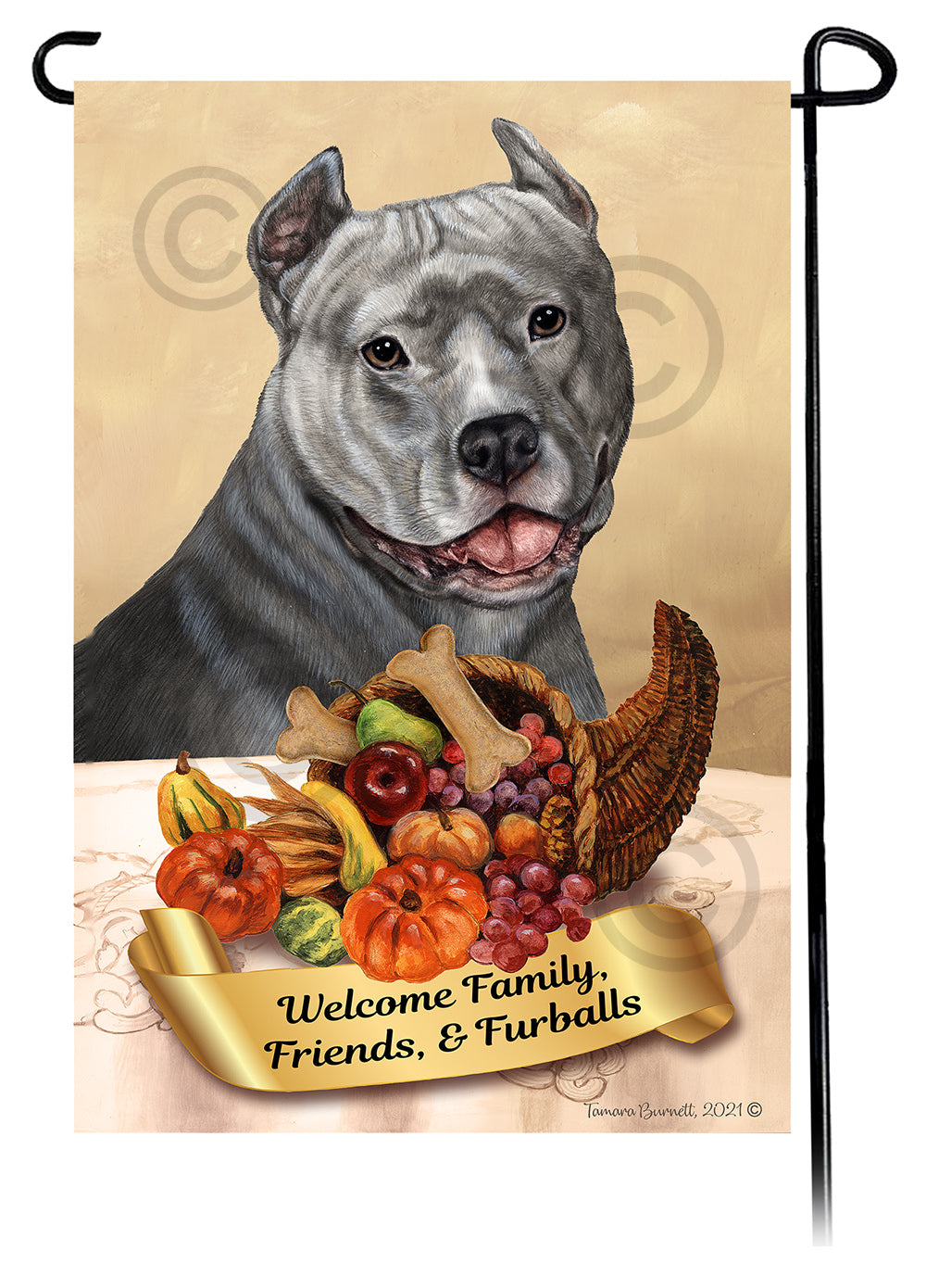 Pit Bull Thanksgiving - Garden Flag