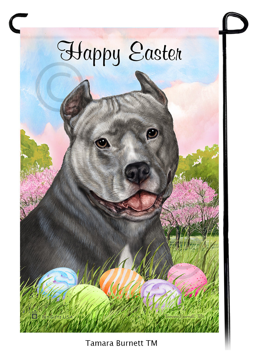 Pit Bull Happy Easter - Garden Flag