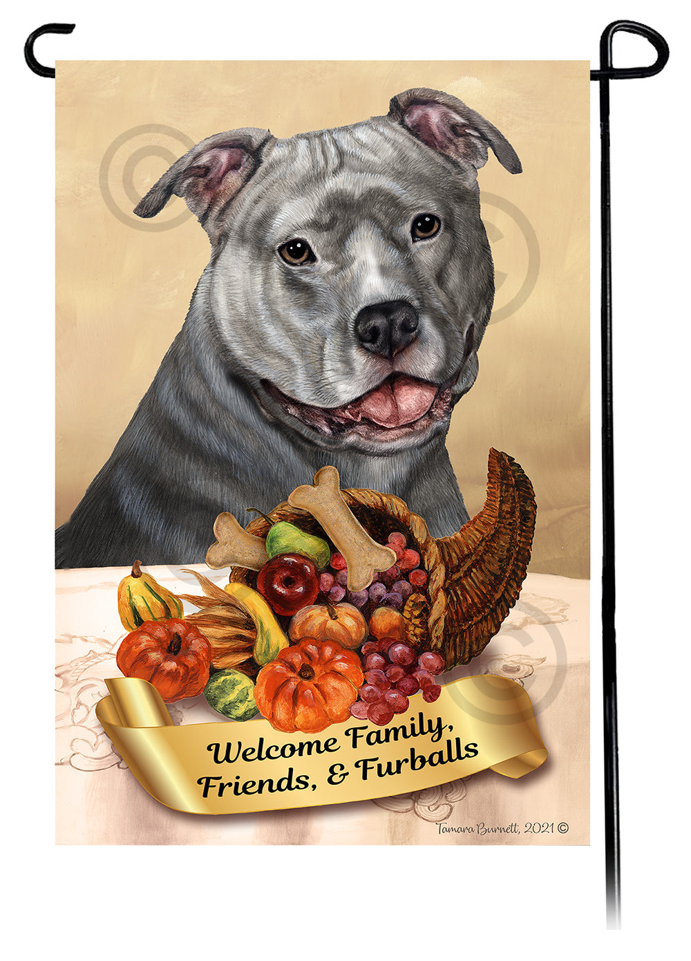 Pit Bull Thanksgiving - Garden Flag