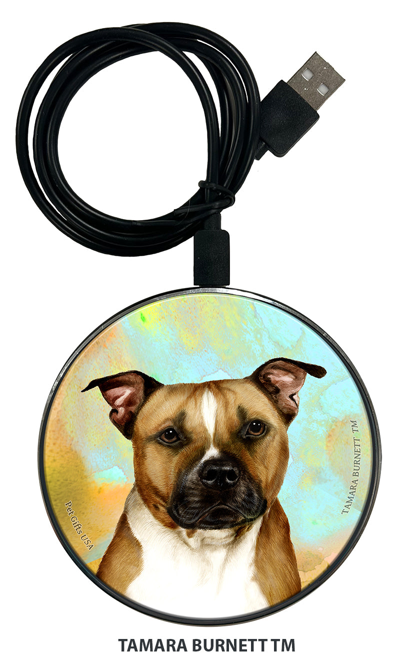 Pit Bull Brown and White Uncropped Zoomies Wireless Charger