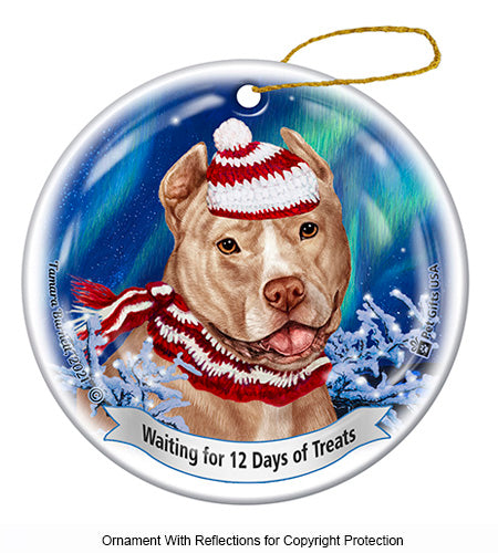 Pit Bull Cropped Cream and White Ornament