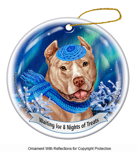 Pit Bull Cropped Cream and White Ornament