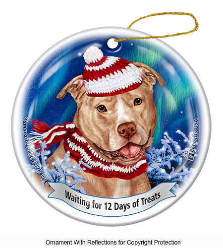 Pit Bull Uncropped Cream and White Ornament