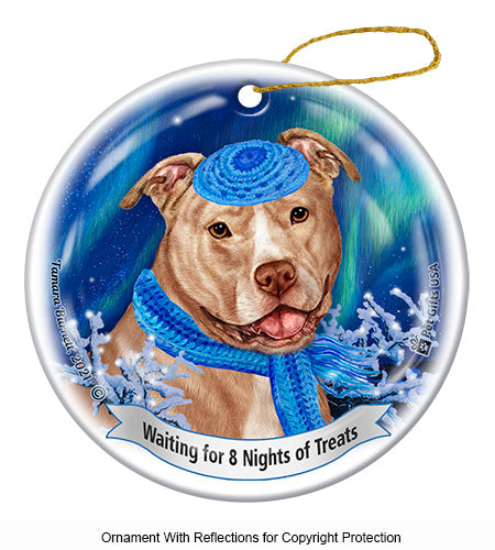 Pit Bull Uncropped Cream and White Ornament