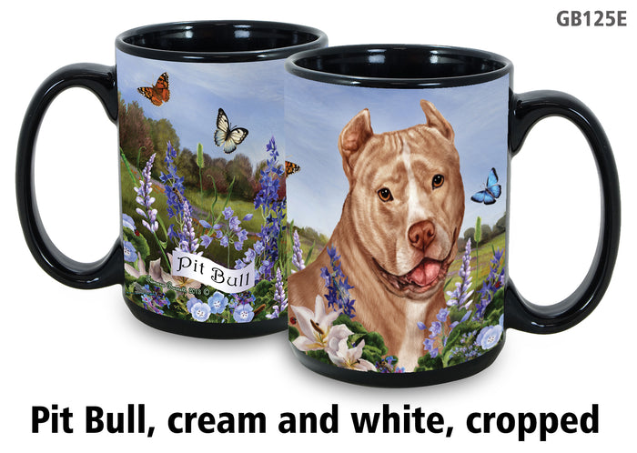 Pit Bull Cream & White Cropped - Garden Party Fun Mug 15 oz