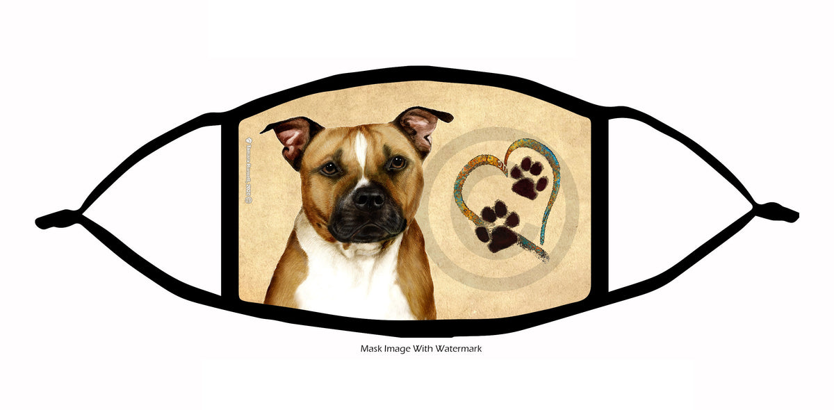 Pit Bull (Uncropped, Fawn and White) Face Mask