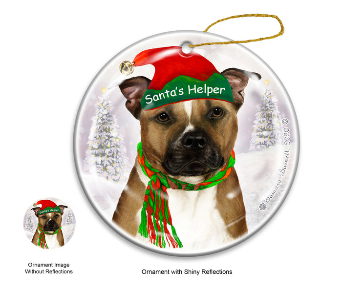 Pit Bull - Santa's Helper Ornament