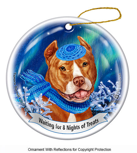 Pit Bull Cropped Orange and White Ornament