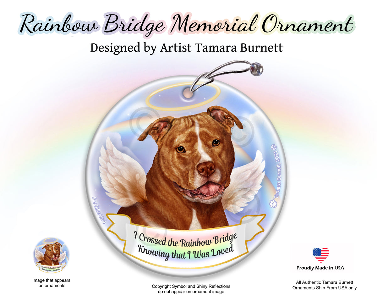 Pit Bull Uncropped Orange and White Ornament