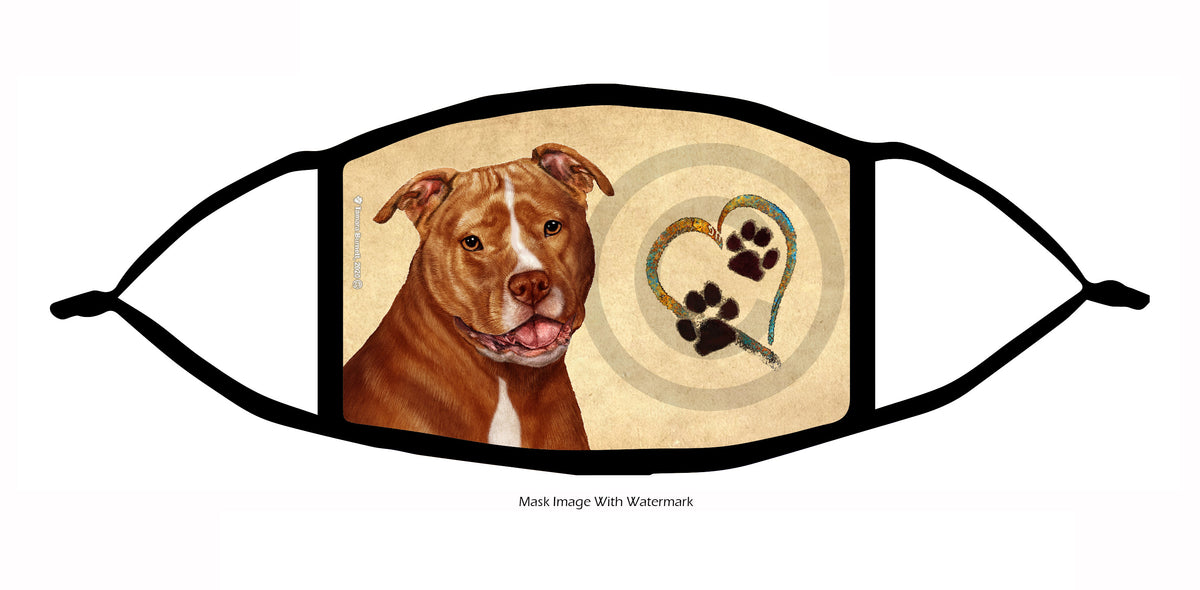 Pit Bull (Uncropped, Orange and White) Face Mask