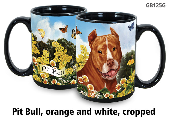 Pit Bull Orange & White Cropped - Garden Party Fun Mug 15 oz
