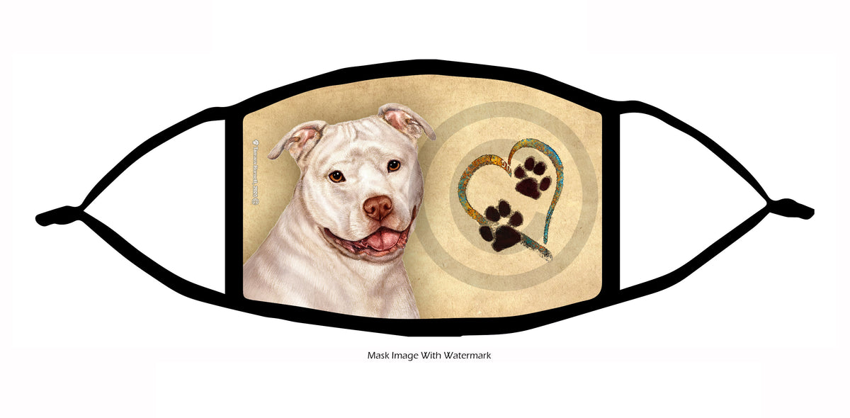 Pit Bull (Uncropped, White) Face Mask