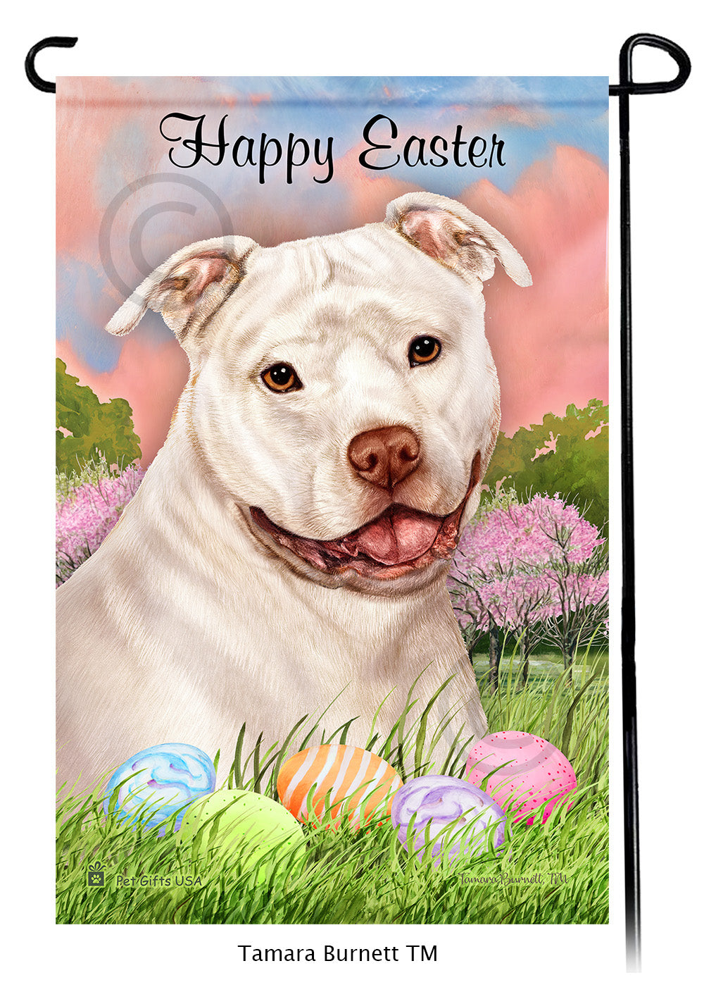 Pit Bull Happy Easter - Garden Flag