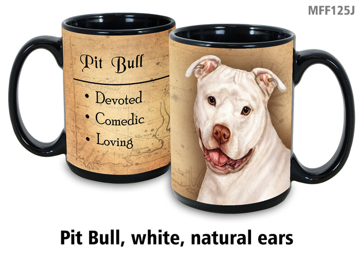 Pit Bull Uncrop White - My Faithful Friends Mug 15 oz