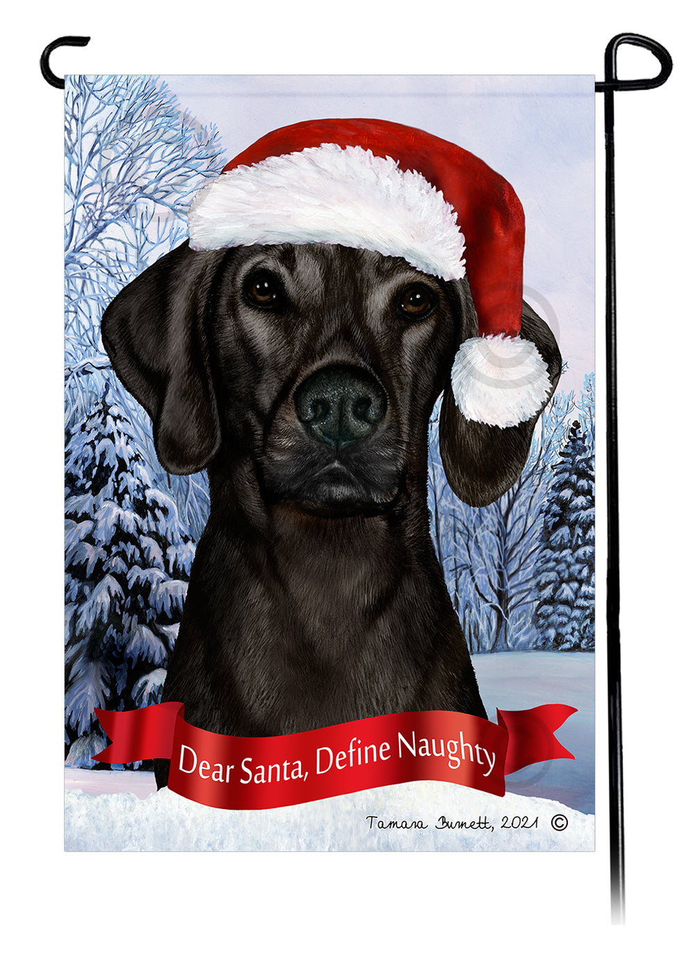 Plott Hound Dear Santa Define Naughty Garden Flags