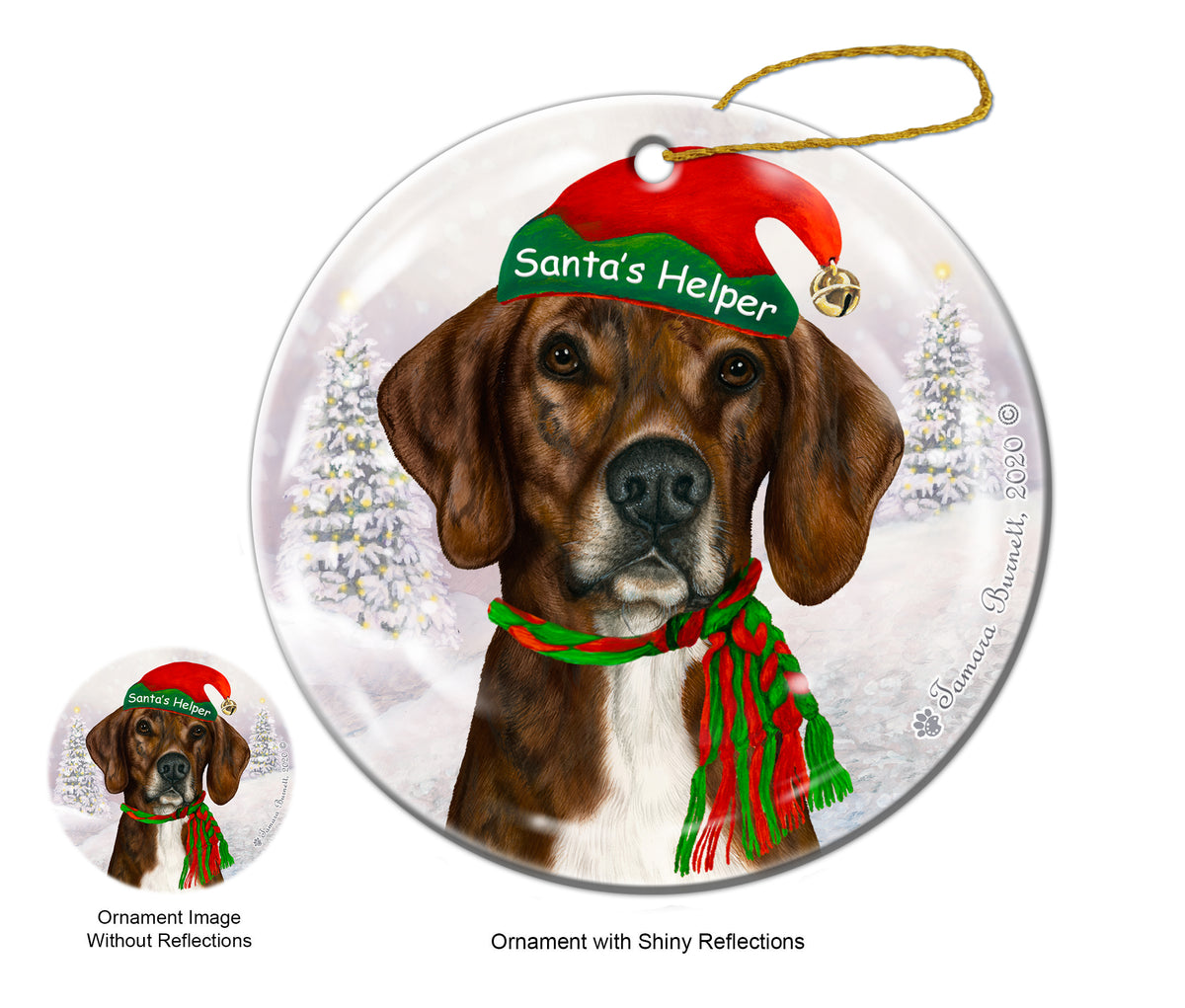 Plott Hound Brindle and White Ornament