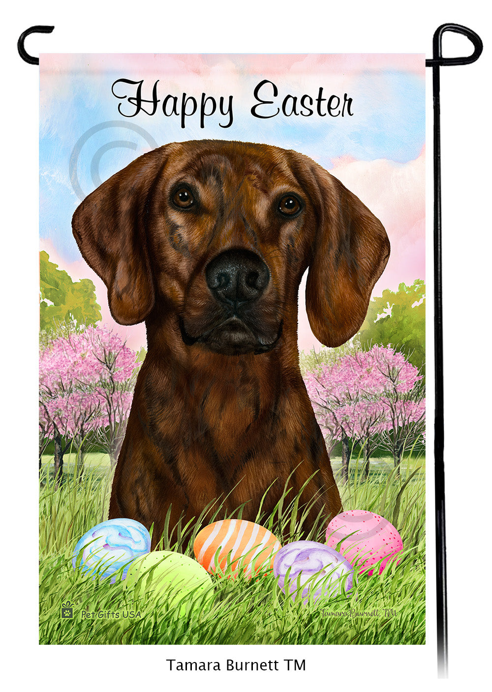 Plott Hound Happy Easter - Garden Flag