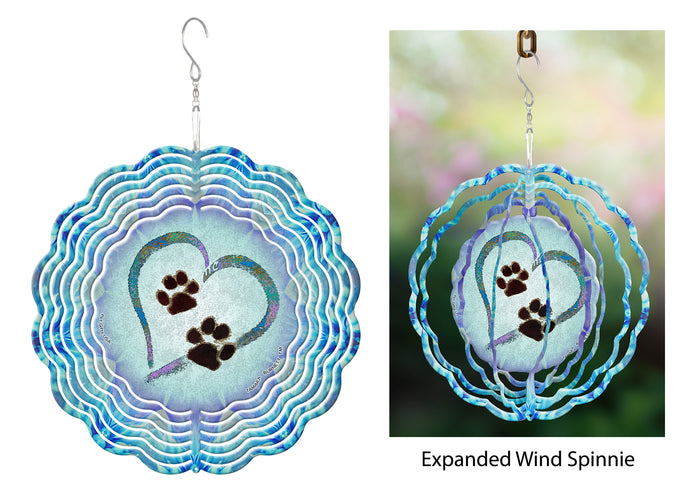 Blue Paw Marks On My Heart Wind Spinner