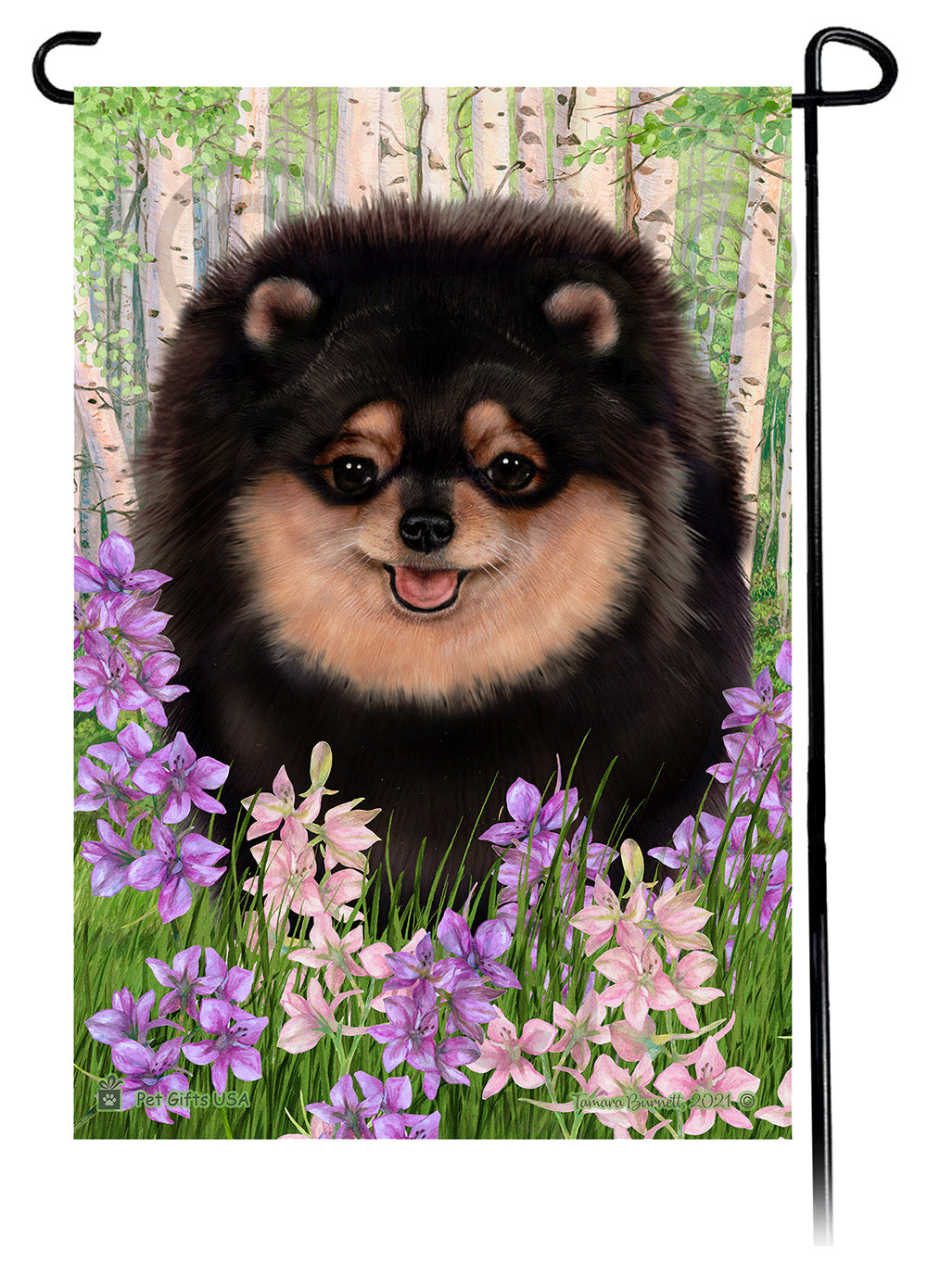 Pomeranian Spring Flowers - Garden Flag
