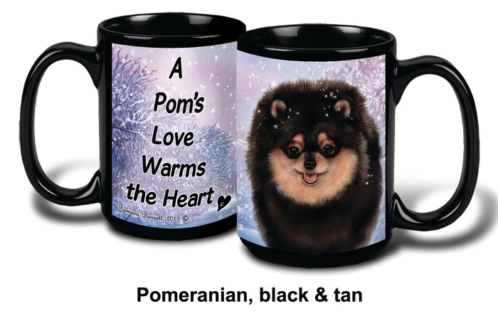 Pomeranian Black/Tan Winter Mug 15 oz