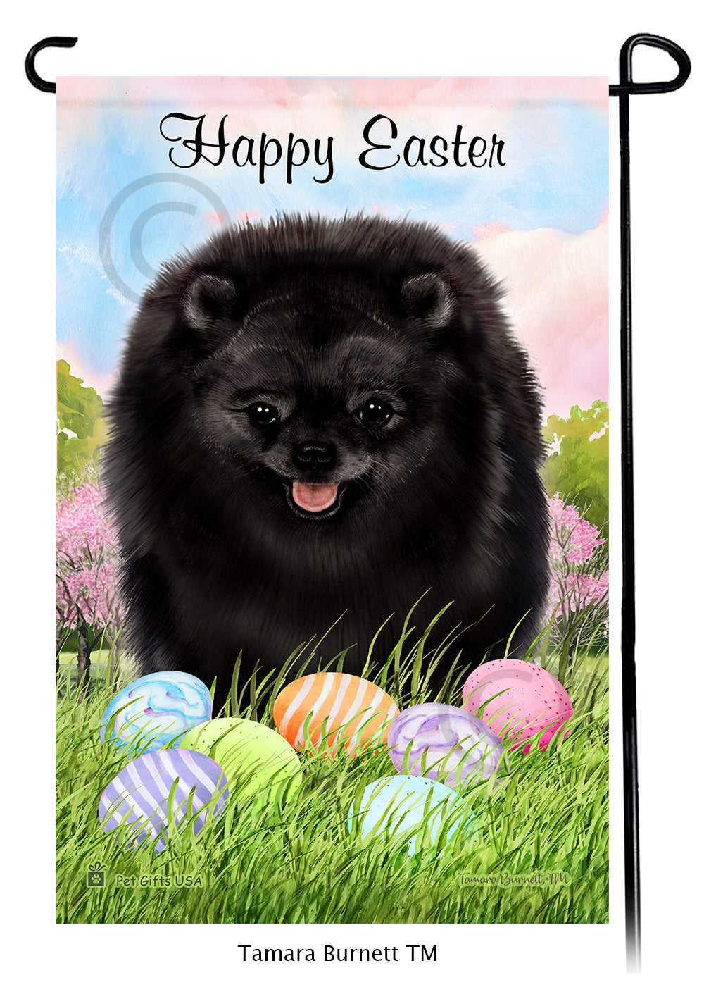 Pomeranian Happy Easter - Garden Flag