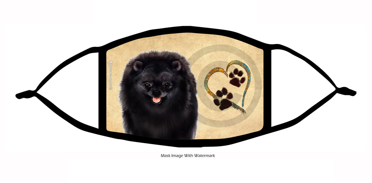 Pomeranian (Black) Face Mask