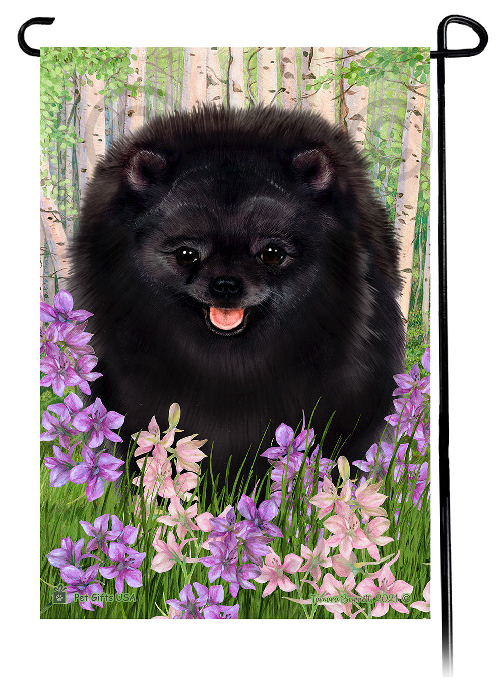 Pomeranian Spring Flowers Garden Flags