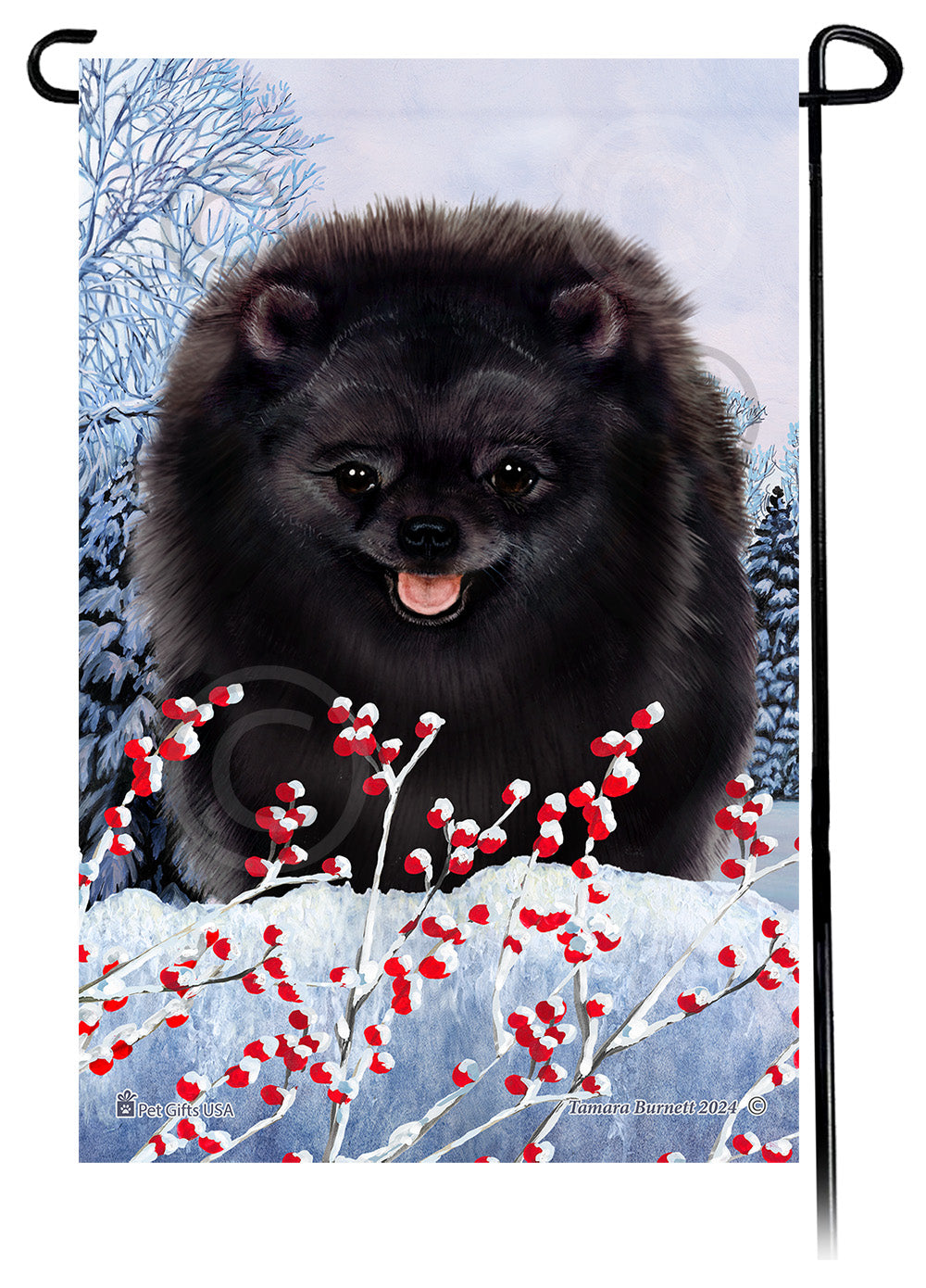 Pomeranian Winterberries Garden Flags