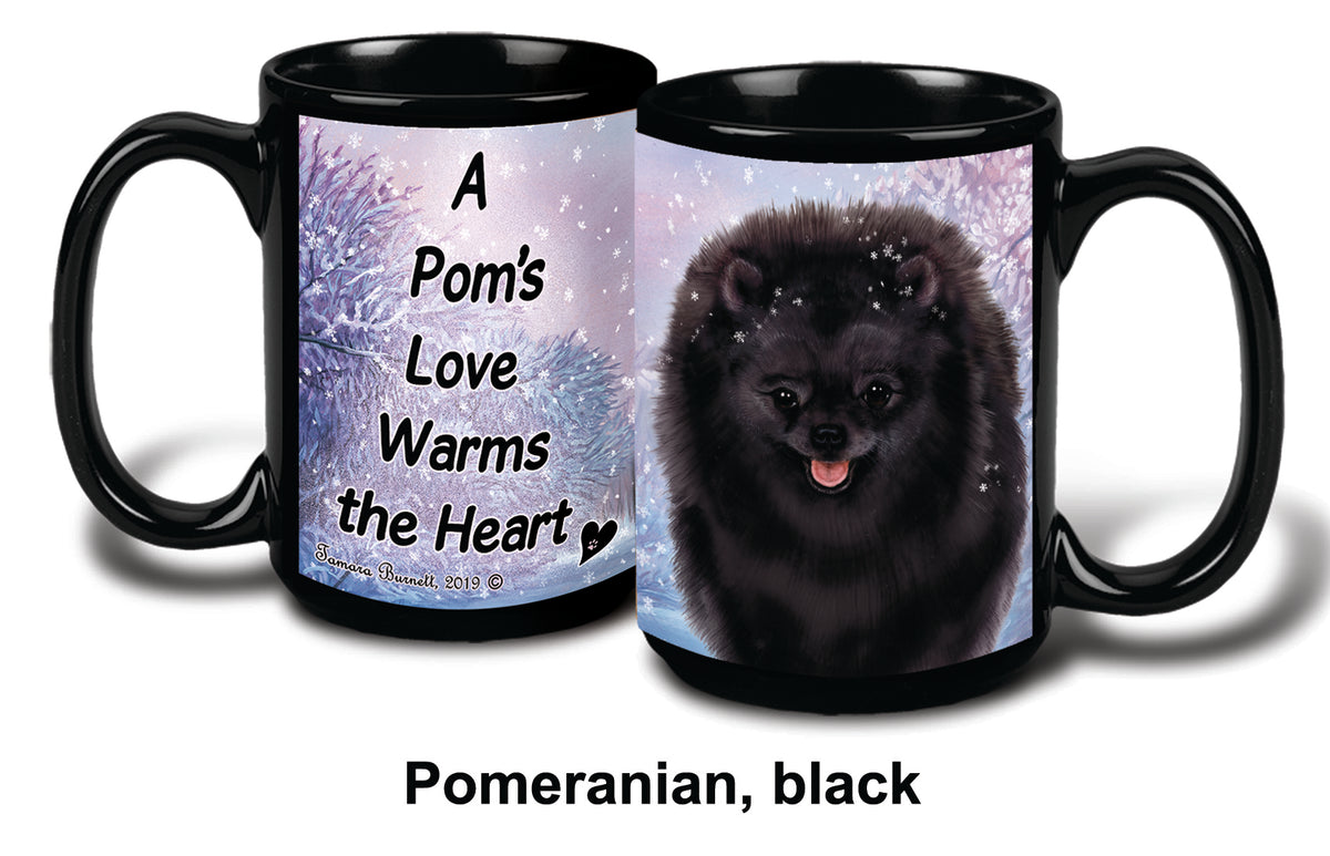 Pomeranian Blk Winter Mug 15 oz