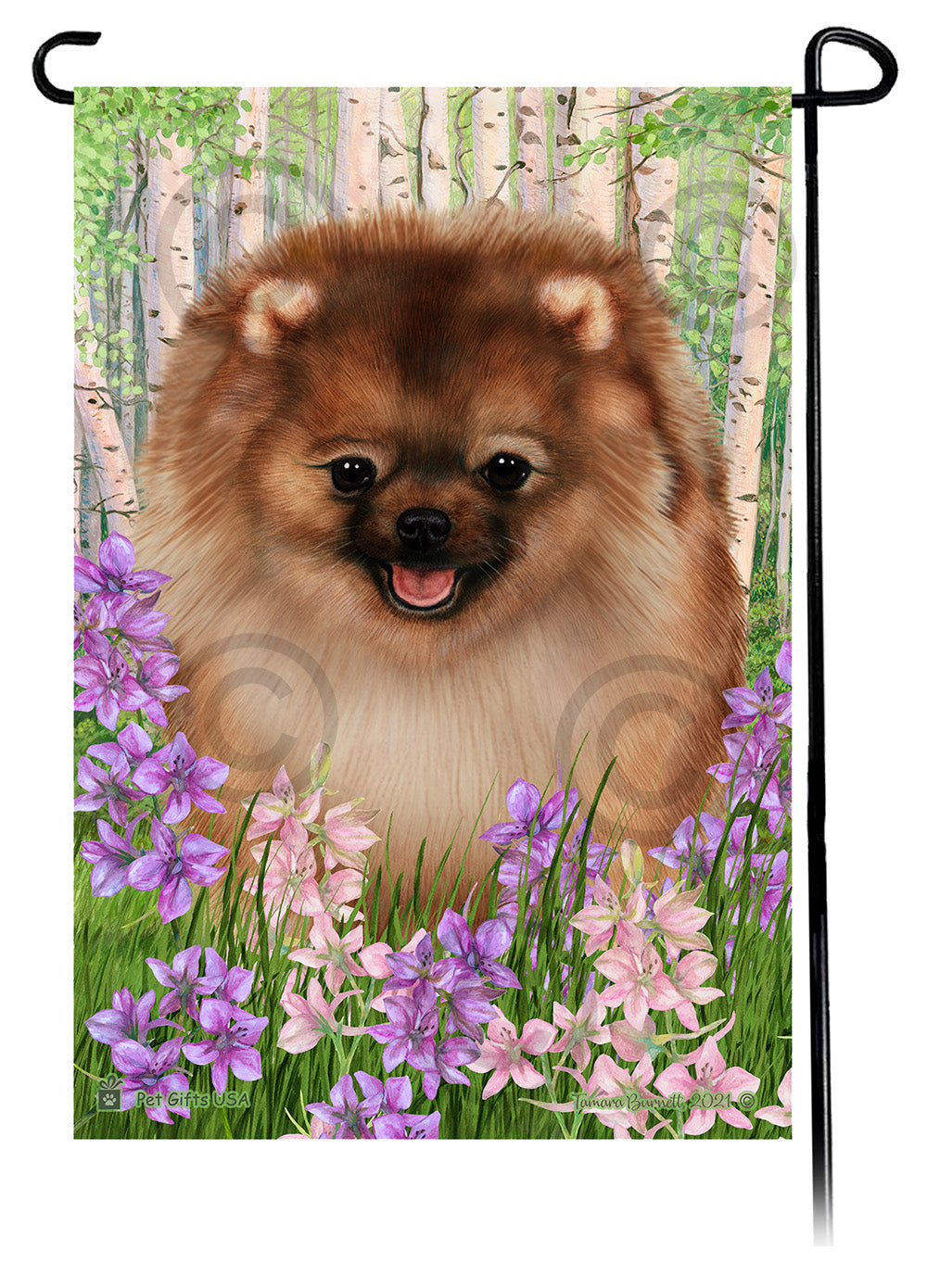 Pomeranian Spring Flowers - Garden Flag